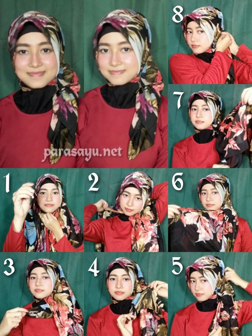 Cara Mudah Berhijab Dengan Tutorial Hijab Segi 4 Bermotif